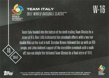 2017 Topps Now - World Baseball Classic #W-16 Team Italy Back