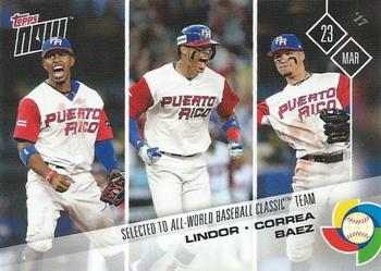 2017 Topps Now - World Baseball Classic #W-59 Francisco Lindor / Carlos Correa / Javier Baez / Yadier Molina / Carlos Beltran Front