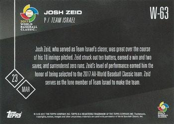 2017 Topps Now - World Baseball Classic #W-63 Josh Zeid Back