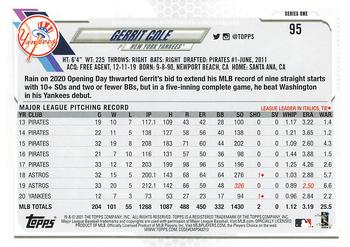 2021 Topps - 582 Montgomery #95 Gerrit Cole Back