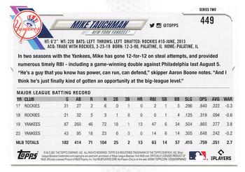 2021 Topps - 582 Montgomery #449 Mike Tauchman Back
