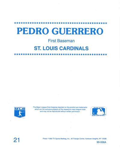 1990 TV Sports Mailbag #21 Pedro Guerrero Back