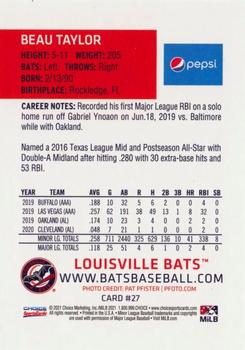 2021 Choice Louisville Bats #27 Beau Taylor Back