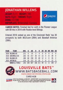 2021 Choice Louisville Bats #28 Jonathan Willems Back