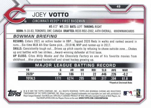 2021 Bowman 5x7 #49 Joey Votto Back