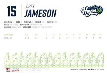 2021 Choice Hillsboro Hops #31 Drey Jameson Back