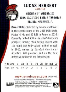 2017 Choice Rome Braves #12 Lucas Herbert Back