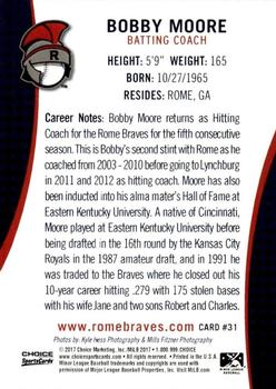 2017 Choice Rome Braves #31 Bobby Moore Back