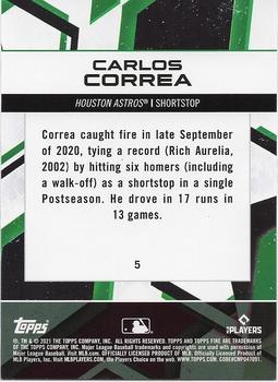 2021 Topps Fire #5 Carlos Correa Back