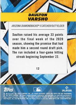 2021 Topps Fire #12 Daulton Varsho Back