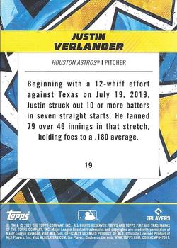 2021 Topps Fire #19 Justin Verlander Back