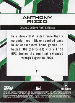 2021 Topps Fire #21 Anthony Rizzo Back