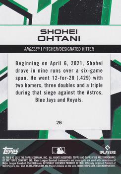 2021 Topps Fire #26 Shohei Ohtani Back