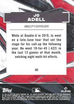 2021 Topps Fire #30 Jo Adell Back