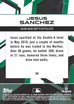2021 Topps Fire #58 Jesus Sanchez Back