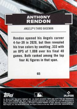 2021 Topps Fire #65 Anthony Rendon Back