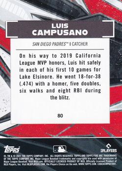2021 Topps Fire #80 Luis Campusano Back