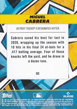 2021 Topps Fire #92 Miguel Cabrera Back