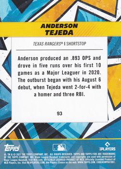 2021 Topps Fire #93 Anderson Tejeda Back