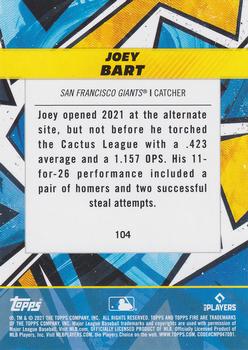 2021 Topps Fire #104 Joey Bart Back