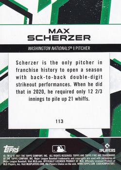 2021 Topps Fire #113 Max Scherzer Back