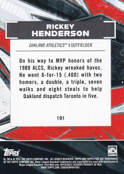2021 Topps Fire #191 Rickey Henderson Back