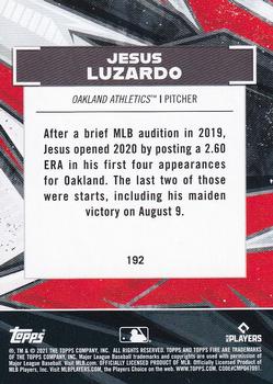 2021 Topps Fire #192 Jesus Luzardo Back