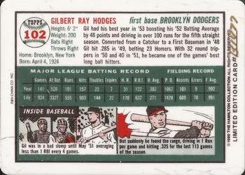 1990 R&N China Baseball's Dream Team #102 Gil Hodges Back