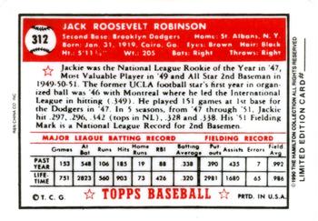 1990 R&N China Baseball's Dream Team #312 Jackie Robinson Back