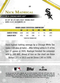 2021 Topps Gold Label - Class 1 Black #89 Nick Madrigal Back