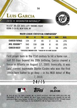 2021 Topps Gold Label - Class 1 Red #14 Luis Garcia Back