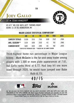2021 Topps Gold Label - Class 1 Red #18 Joey Gallo Back