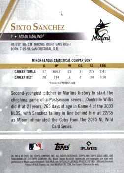 2021 Topps Gold Label - Class 2 #2 Sixto Sanchez Back