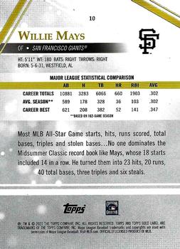 2021 Topps Gold Label - Class 2 #10 Willie Mays Back