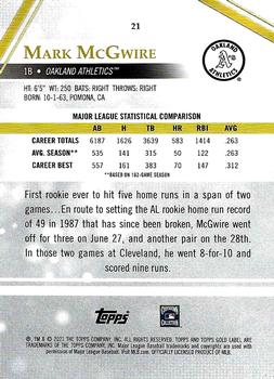 2021 Topps Gold Label - Class 2 #21 Mark McGwire Back
