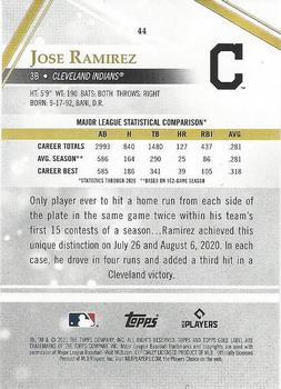 2021 Topps Gold Label - Class 2 #44 Jose Ramirez Back