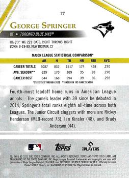 2021 Topps Gold Label - Class 2 #77 George Springer Back