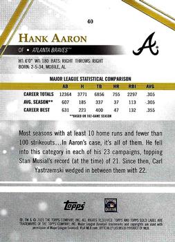 2021 Topps Gold Label - Class 3 #40 Hank Aaron Back