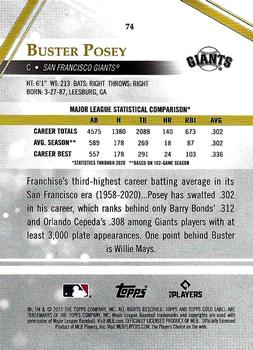 2021 Topps Gold Label - Class 3 #74 Buster Posey Back