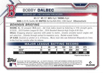2021 Bowman Chrome - Refractor #1 Bobby Dalbec Back