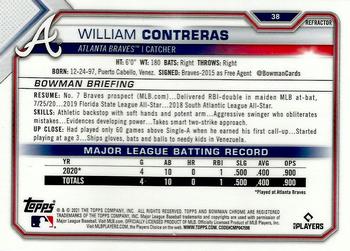 2021 Bowman Chrome - Refractor #38 William Contreras Back