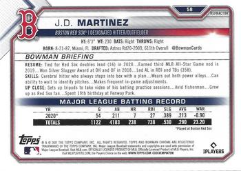 2021 Bowman Chrome - Refractor #58 J.D. Martinez Back