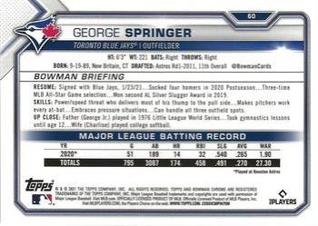 2021 Bowman Chrome - Refractor #60 George Springer Back