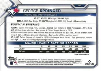 2021 Bowman Chrome - Fuchsia Refractor #60 George Springer Back