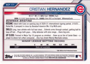 2021 Bowman Chrome - Prospects #BCP-171 Cristian Hernandez Back