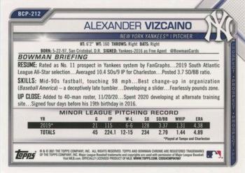 2021 Bowman Chrome - Prospects #BCP-212 Alexander Vizcaino Back
