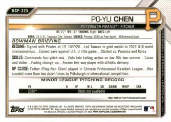 2021 Bowman Chrome - Prospects #BCP-223 Po-Yu Chen Back
