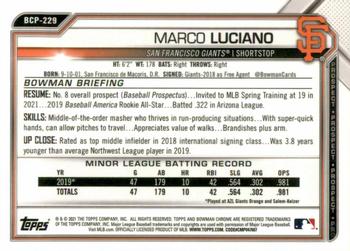2021 Bowman Chrome - Prospects #BCP-229 Marco Luciano Back