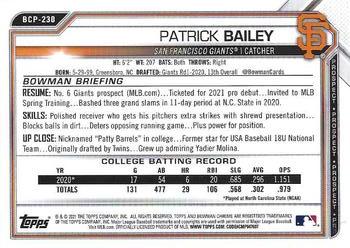 2021 Bowman Chrome - Prospects #BCP-230 Patrick Bailey Back