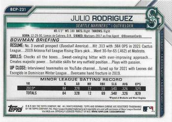 2021 Bowman Chrome - Prospects #BCP-231 Julio Rodriguez Back